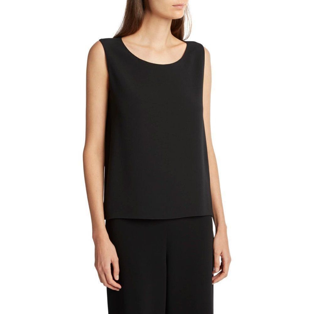 Karen Scott Womens Deep Black Sleeveless Round Neck Cotton Tank Top Size PS